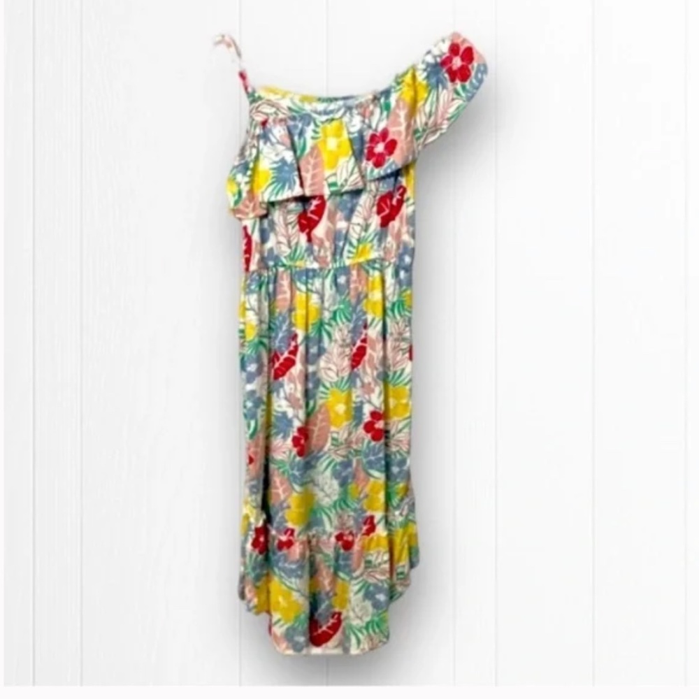 🌈 $17 BCBG Floral Print High Low Tiered Ruffle Midi Dress, Girls Size 14